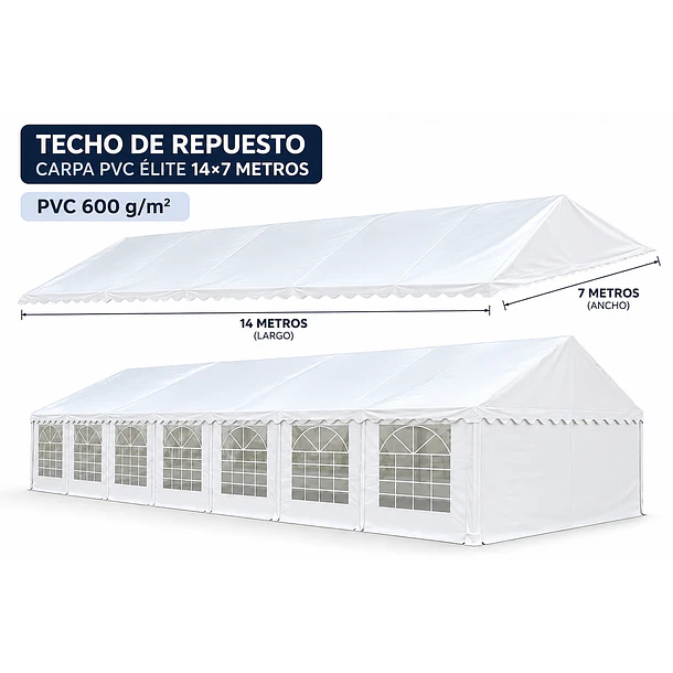 Techo Carpa 14x7 PVC 600gramos