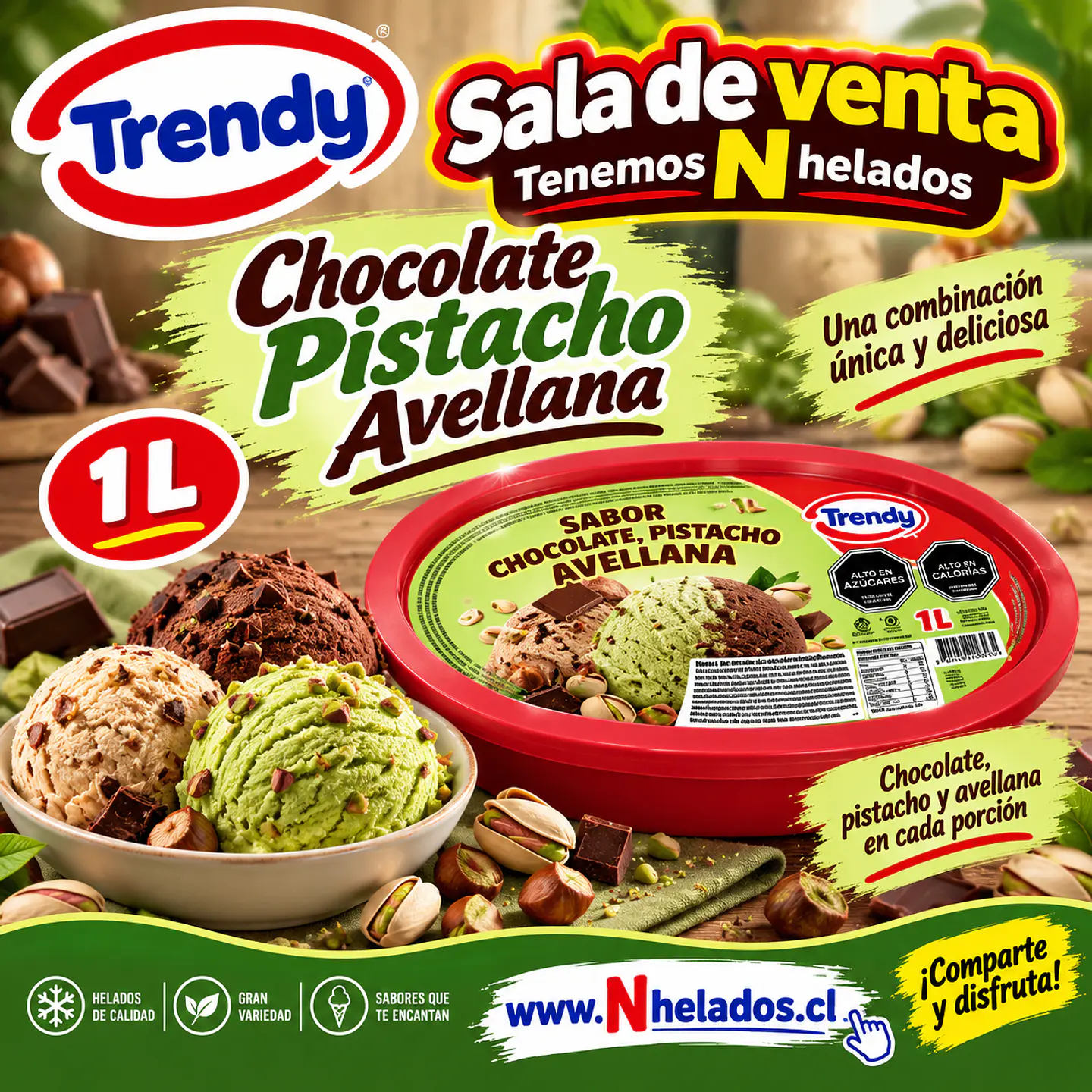 Cassatta chocolate pistacho 1lt x6unid 1