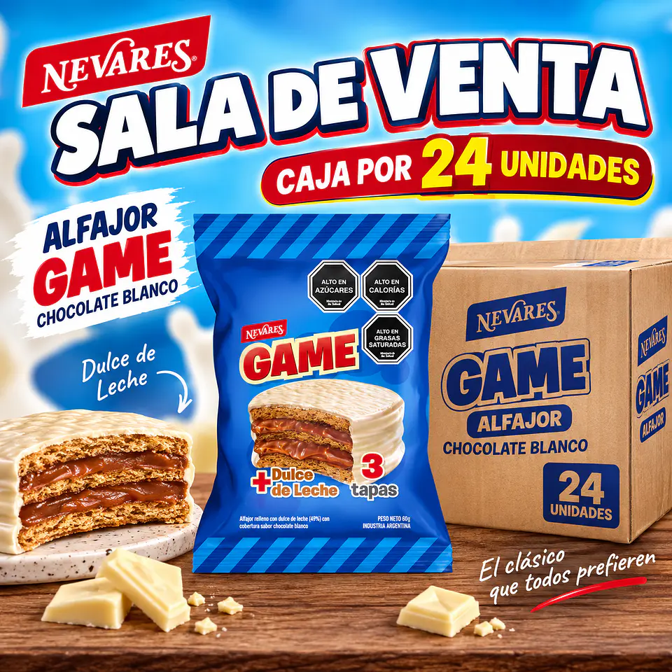Alfajor game chocolate blanco x24 1