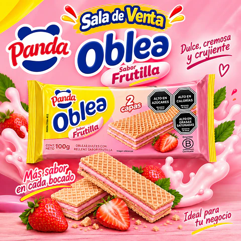 Oblea frutilla panda 100gm