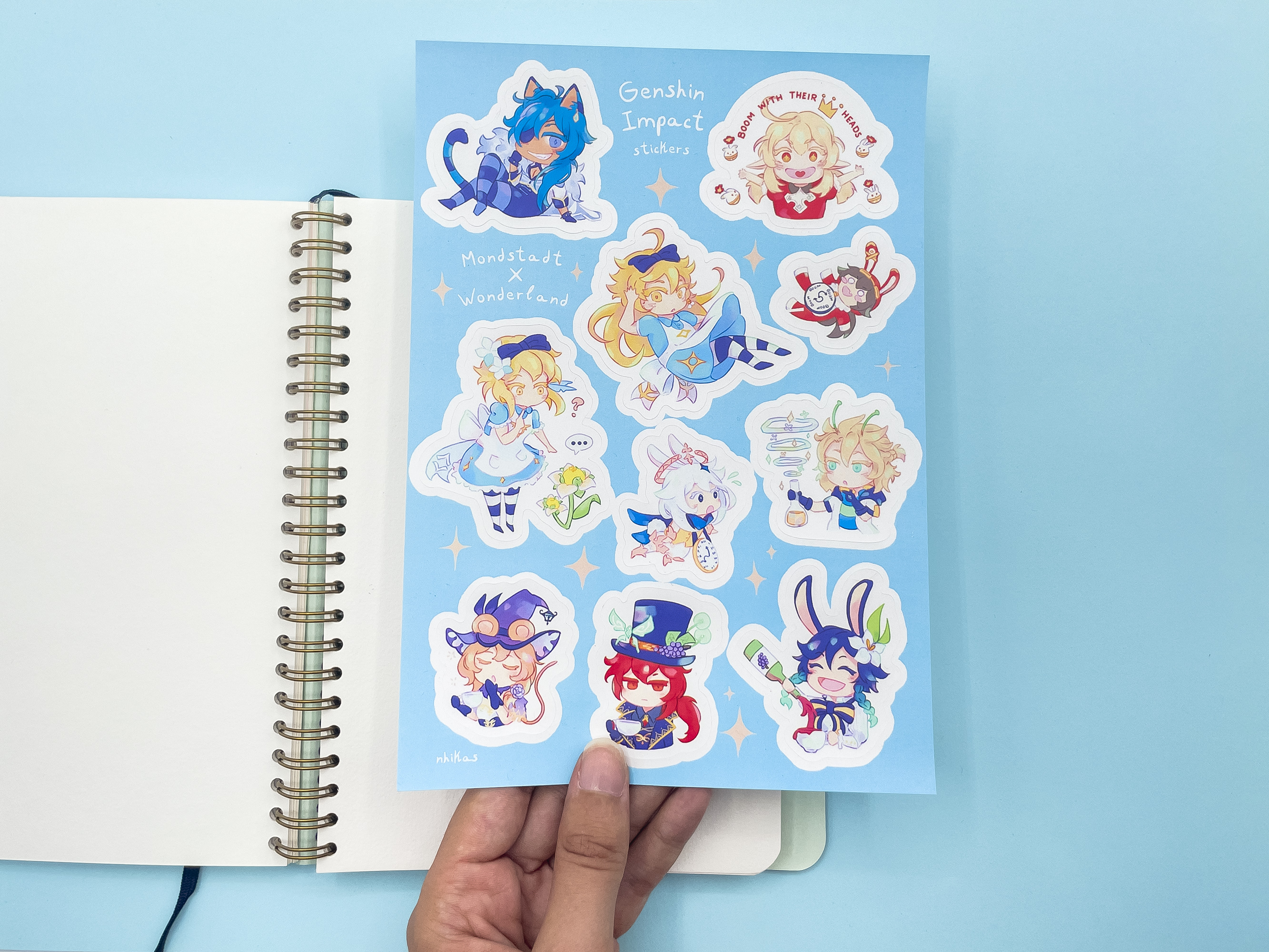 Mondstadt x Wonderland Sticker Sheet // Genshin Impact