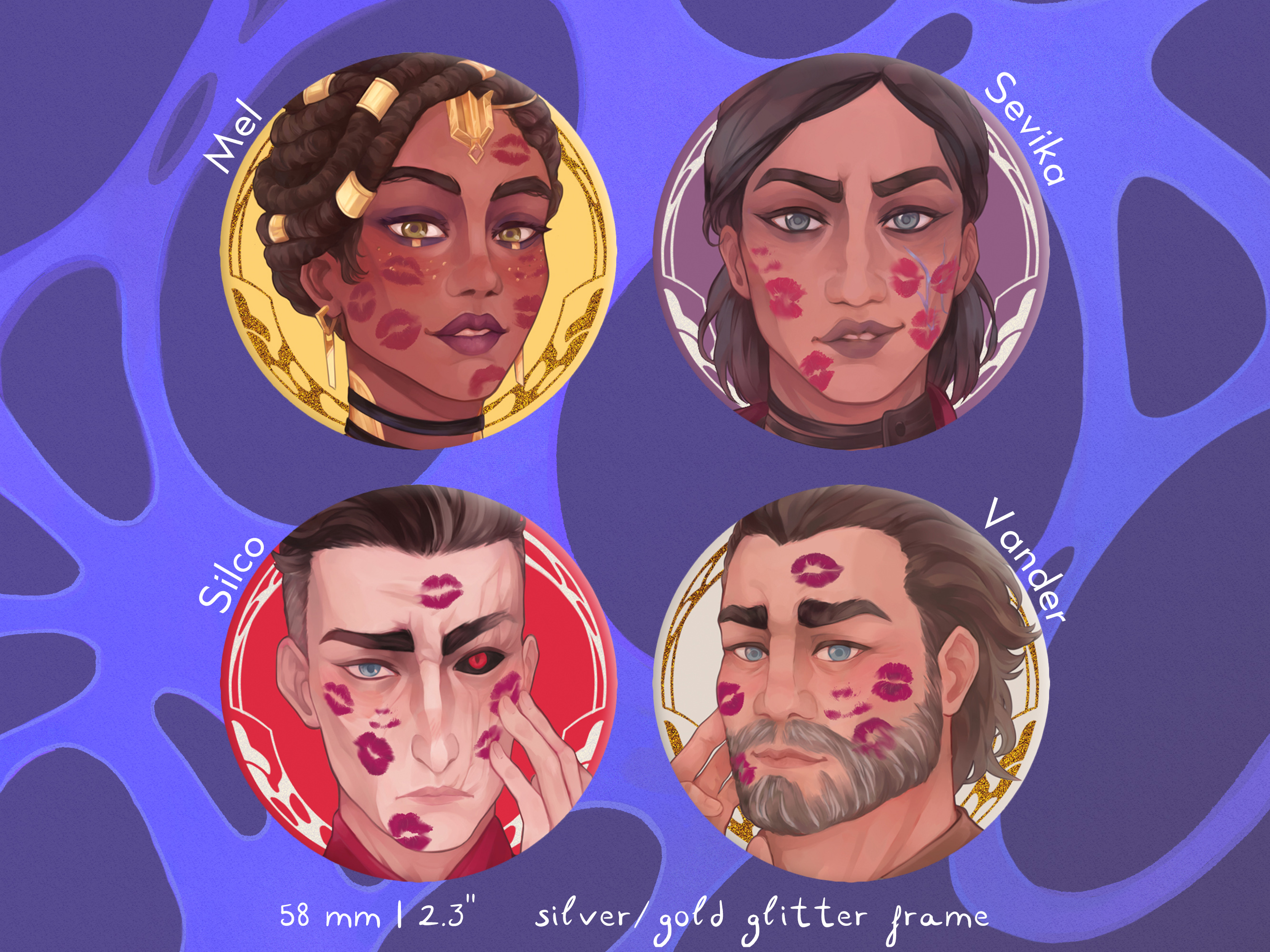 Arcane Kisses button pins 4