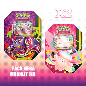 PACK 2 MOONLIT TIN Mega Gengar & Mega Clefable INGLES