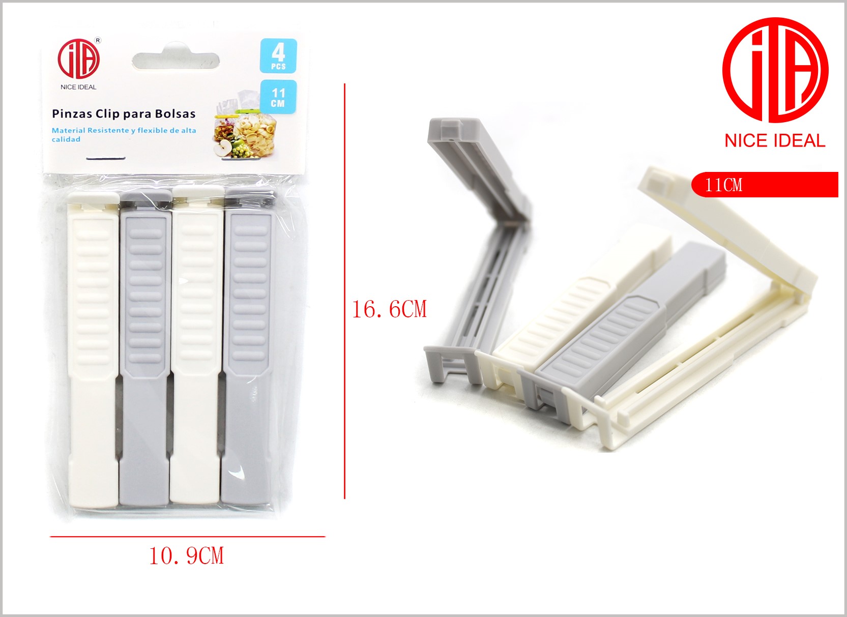 Clips de plástico para sellado de Bolsas de alimentos, cocina y hogar 11cm 1