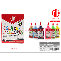 Cola o pegamento de colores con purpurina 177ml 12pcs