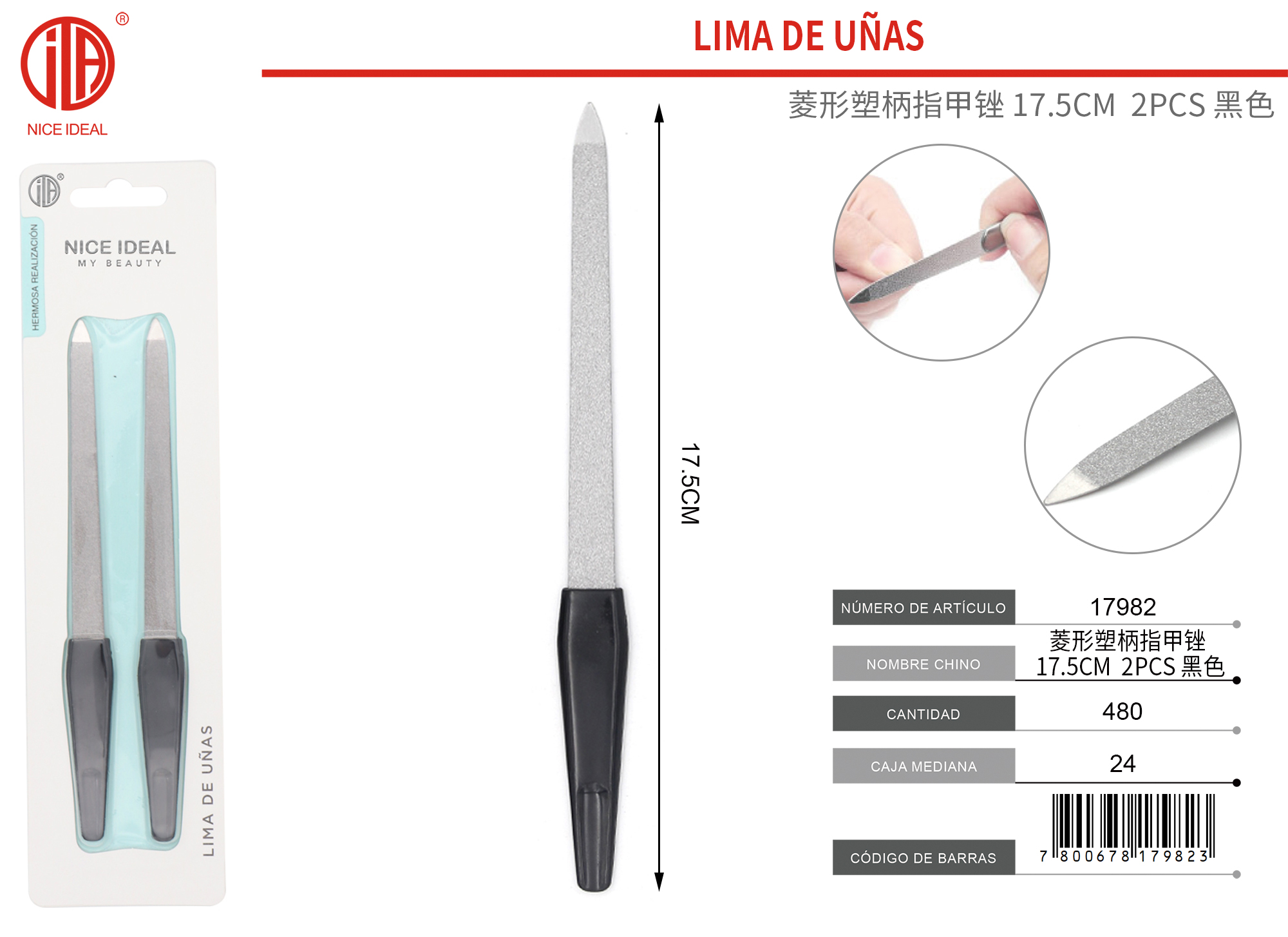 LIMA DE UÑAS 17.5Cm 2PCS 1