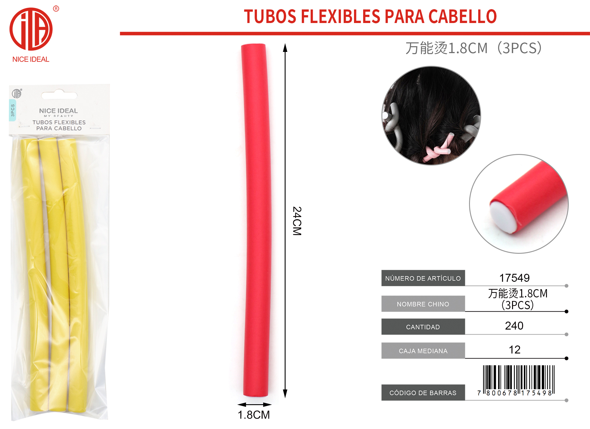 CILINDRO PARA RULOS DE CABELLO 24 CM  1