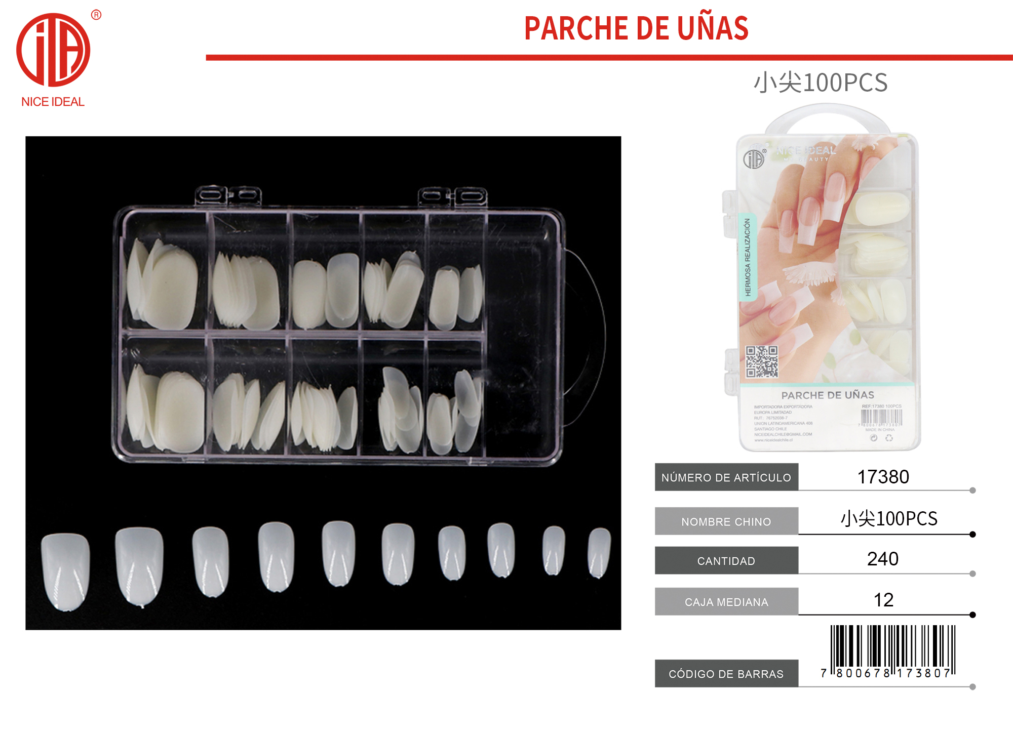 UÑAS POSTIZAS BLANCAS 100PCS 1