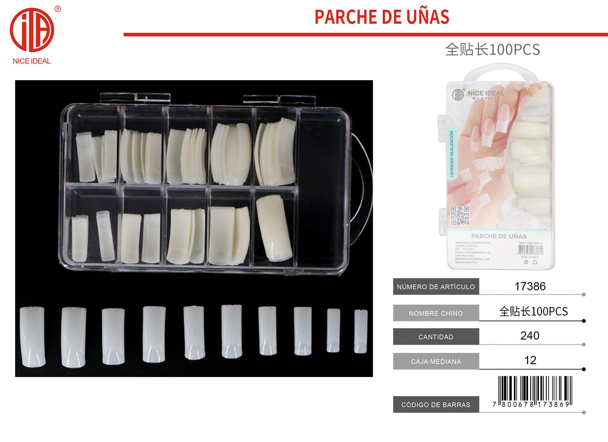 UÑAS POSTIZAS BLANCAS 100PCS 1