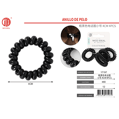 ANILLO ESPIRAL PARA CABELLO/COLOR NEGRO 5Cm 4PCS