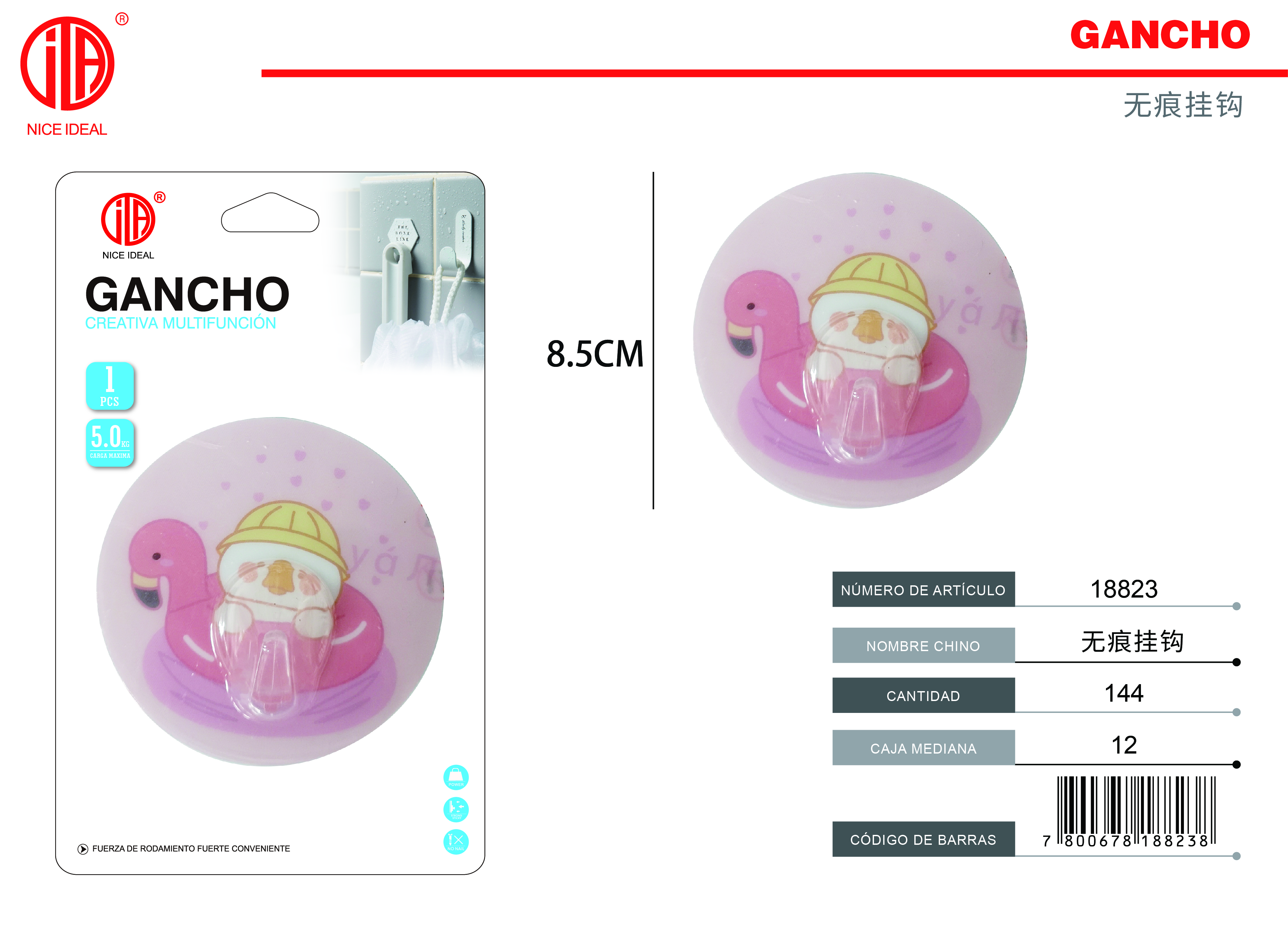 GANCHOS MULTIFUNCIÓN CON DISEÑO 8.5CM 1PCS 1