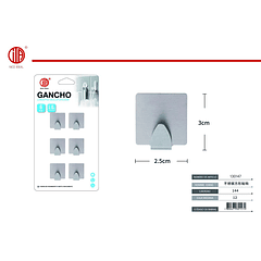 Gancho adhesivo cuadrado de acero inoxidable 6PCS