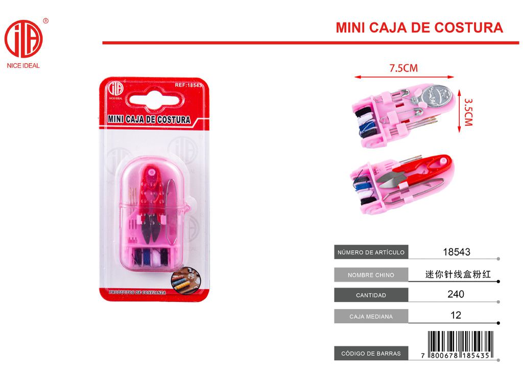 KIT DE COSTURA MINI CAJA DE COSER ROSA 1