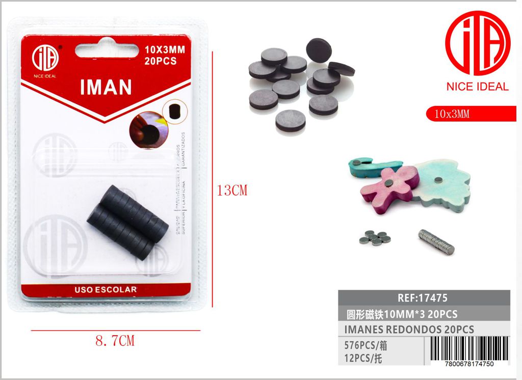 Iman redondo 10MM*3 20PCS 1