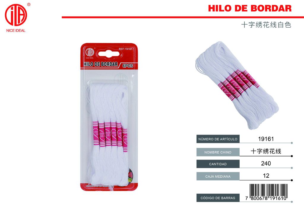 Hilo para bordar cruz blanco 6PCS 1