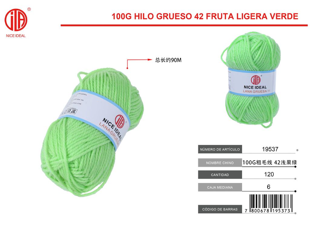 100g lana gruesa 42 verde fruta claro 1