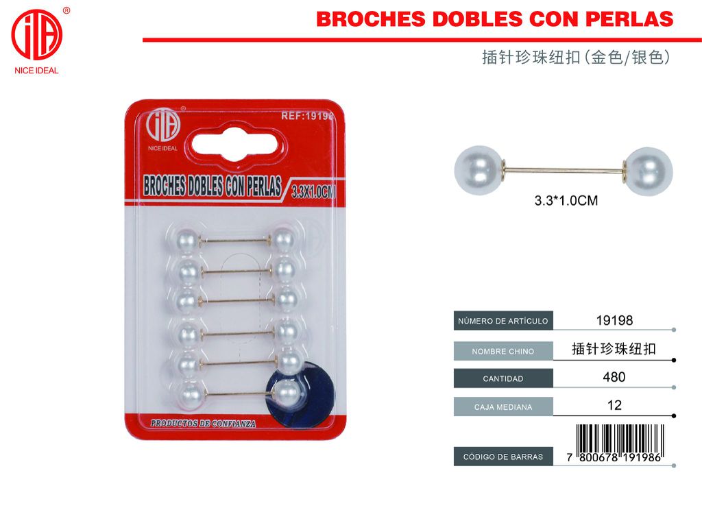 6 uds. Botones de perlas de 3,3*1,0 CM (oro/plata) 1