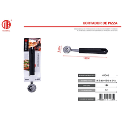 Cortapizza - Cuchillo para pizza con rueda de flor pequeña, mango redondo, color negro