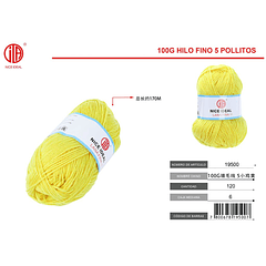 100g hilo de lana fina 5 amarillo pollo pequeño