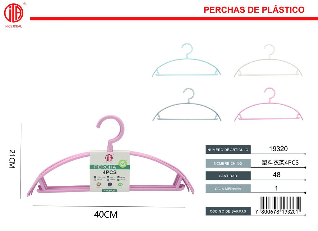 Perchero perchero plastico 4PCS40*21cm 1