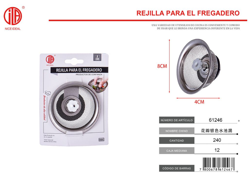 Rejilla filtro fregadero desagüe lavabo petal plata 1