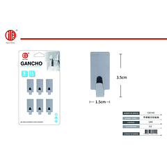 Gancho adhesivo cuadrado de acero inoxidable 6PCS