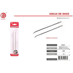 Aguja curva saco codo aguja 2PCS φ3MM 15.5CM 6 pulgadas