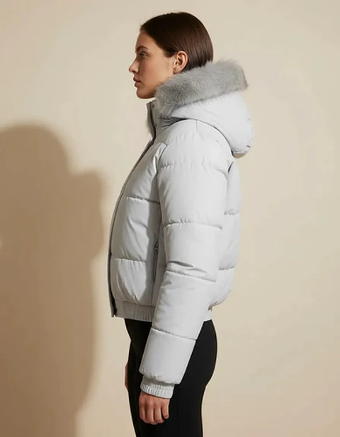 Chaqueta Puffa De Mujer Impermeable Con Piel
