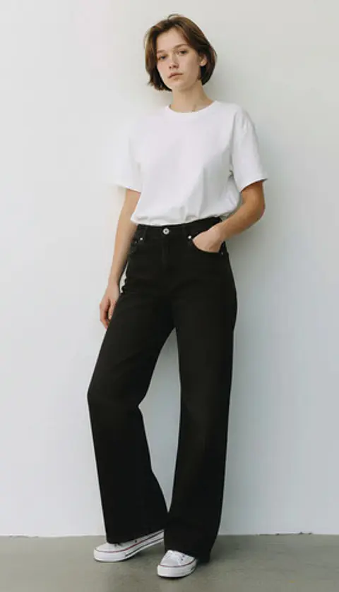 Jeans Mujer Palazzo O Wide Leg Tiro Alto Elasticado