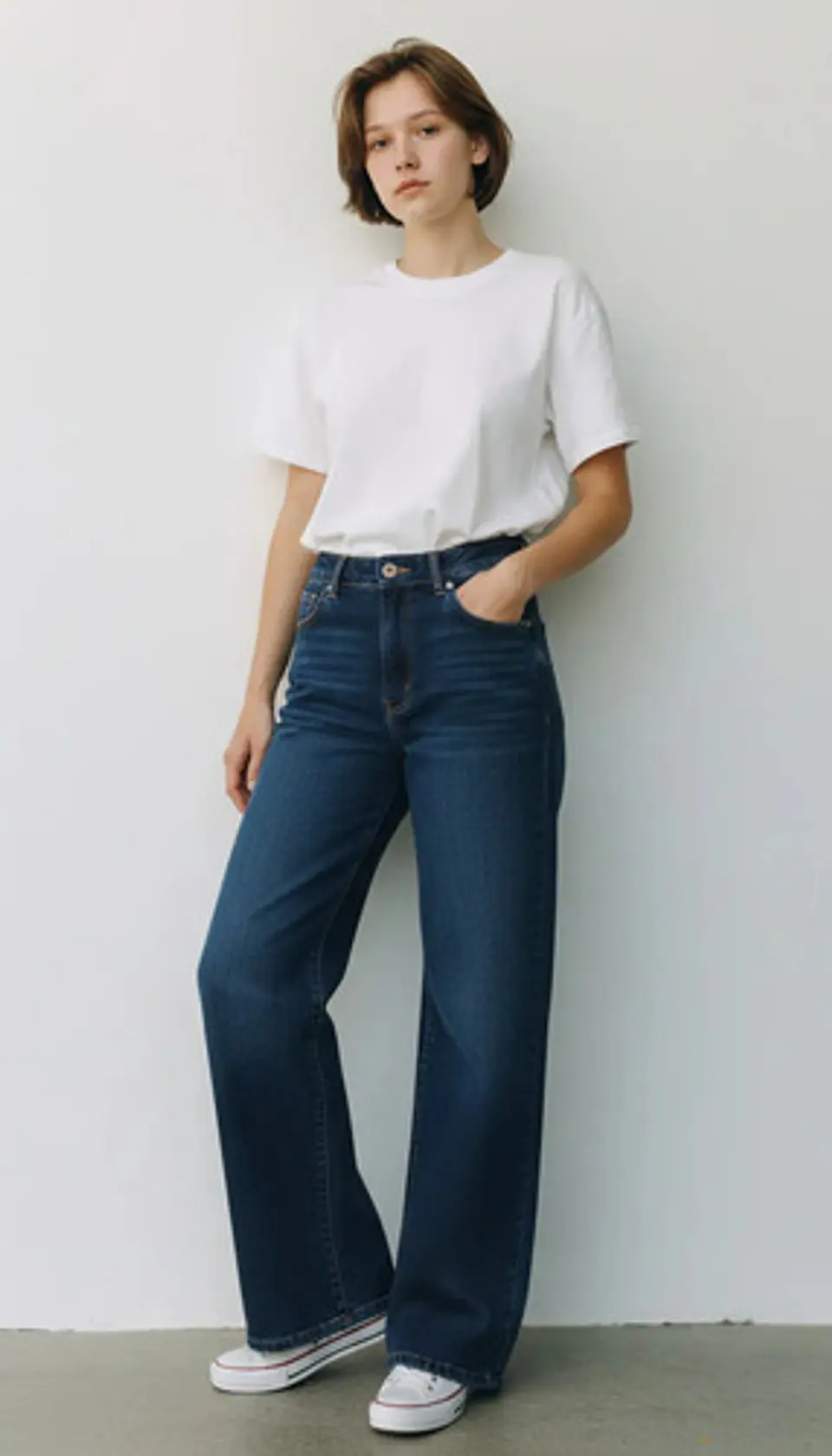 Jeans Mujer Palazzo O Wide Leg Tiro Alto Elasticado 1