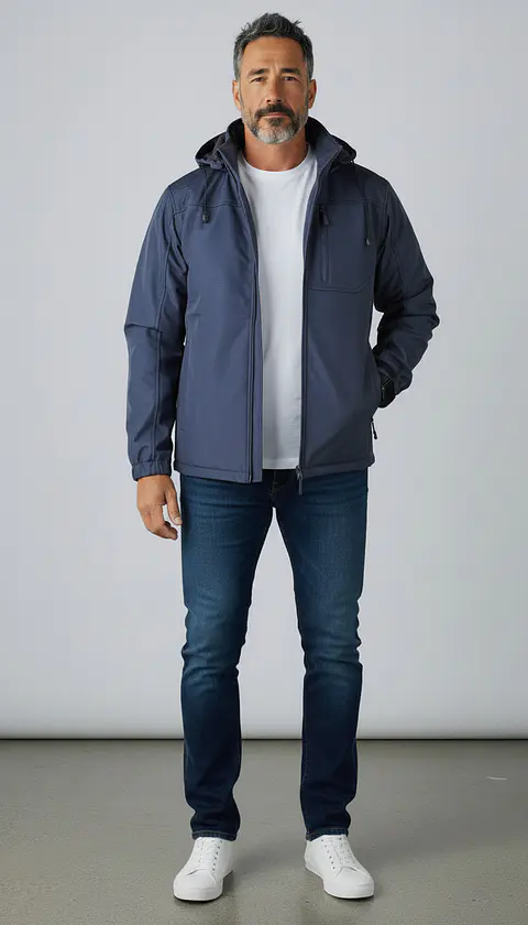 Chaqueta Softshell Hombre Con Micro Polar Gorro Desmontable
