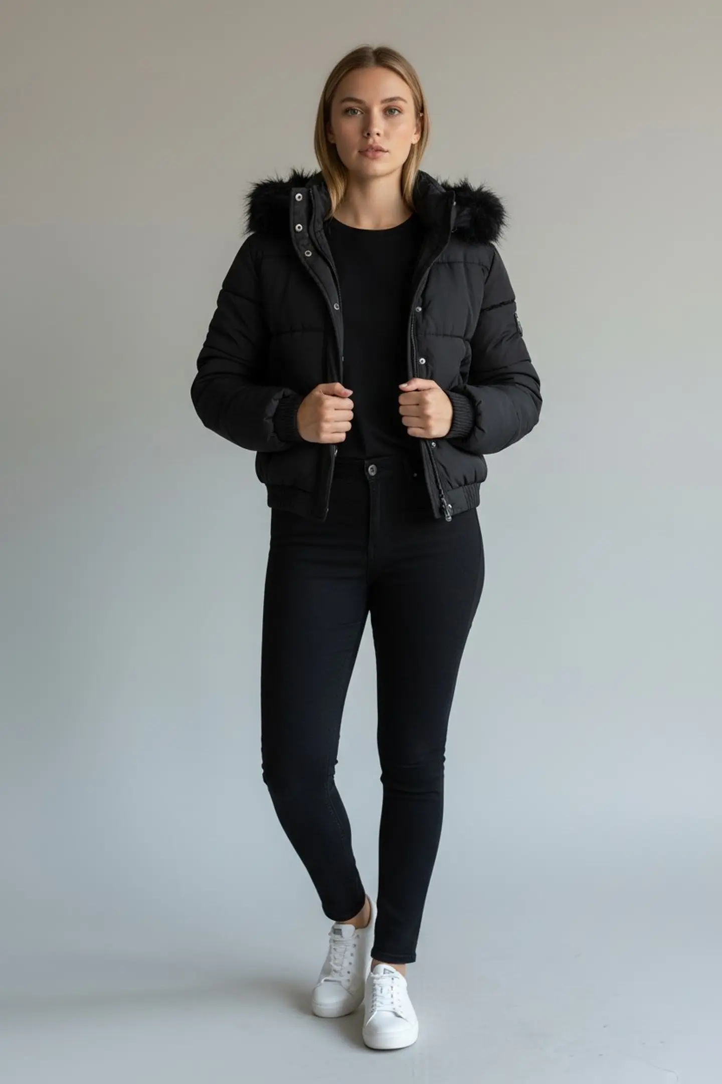 Chaqueta Puffa De Mujer Impermeable Con Piel 9