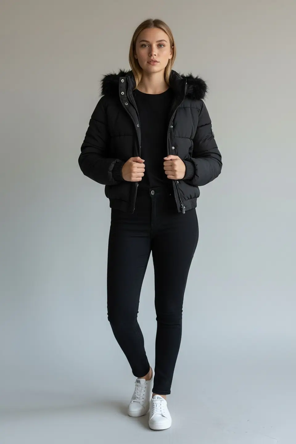 Chaqueta Puffa De Mujer Impermeable Con Piel 9
