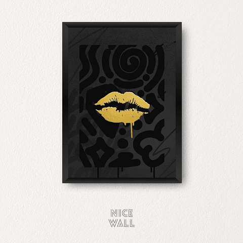 Cuadro Labios Dorados