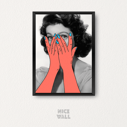 Cuadro Cara Mujer Manos Ilustradas