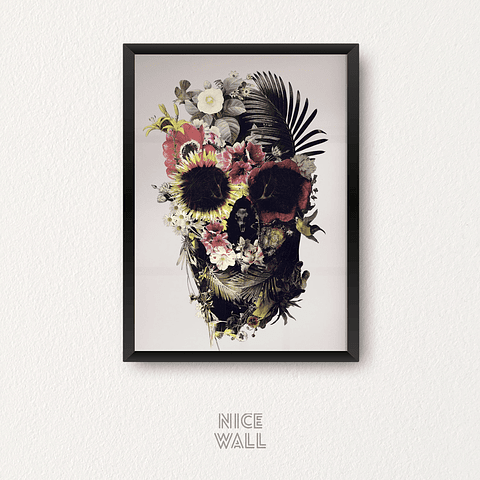 Cuadro Calavera Flores y Plantas
