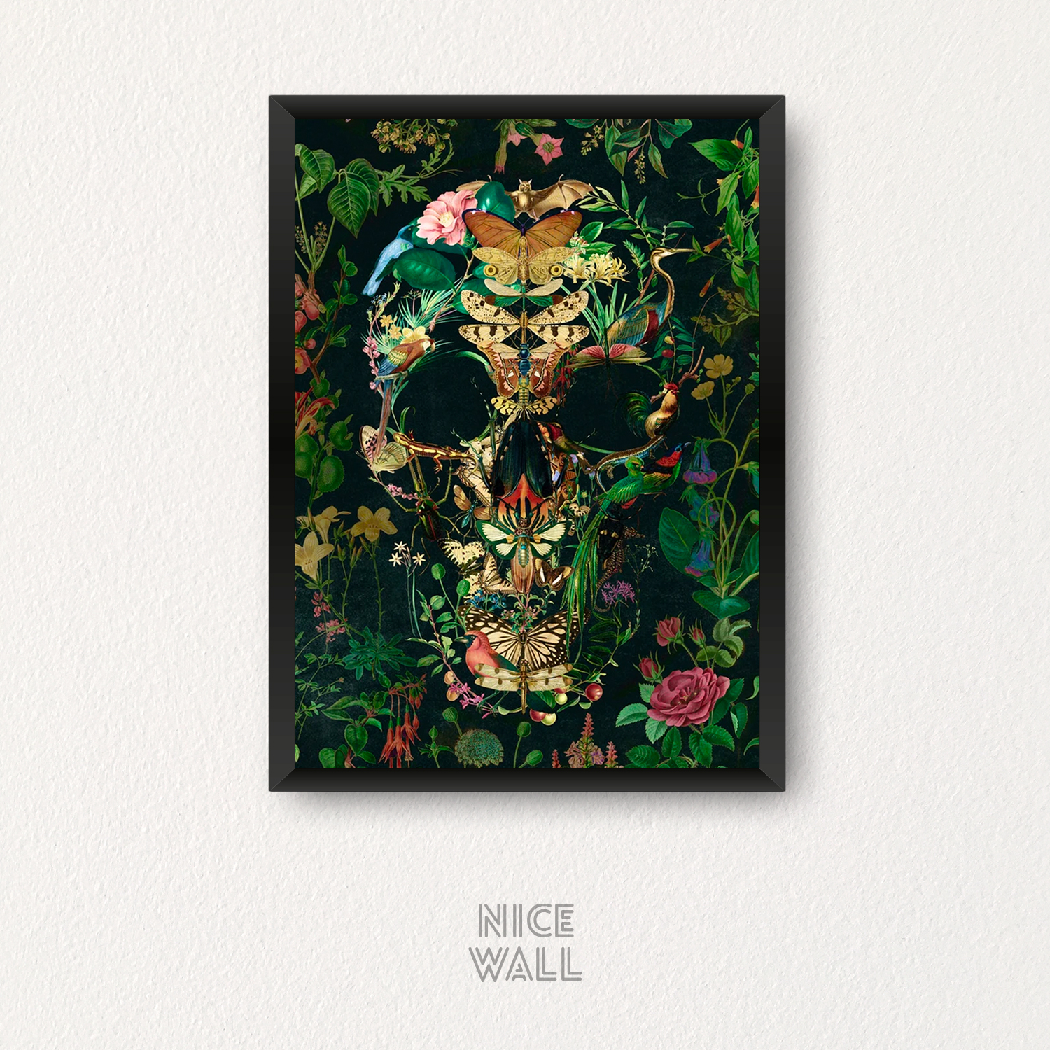 Cuadro Decorativo Retela Calavera Floral 40 x 30 cm