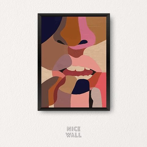 Cuadro Boca Dedos Mujer Colores