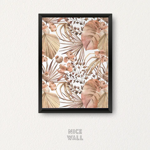 Cuadro Hojas Acuarela Tropicales