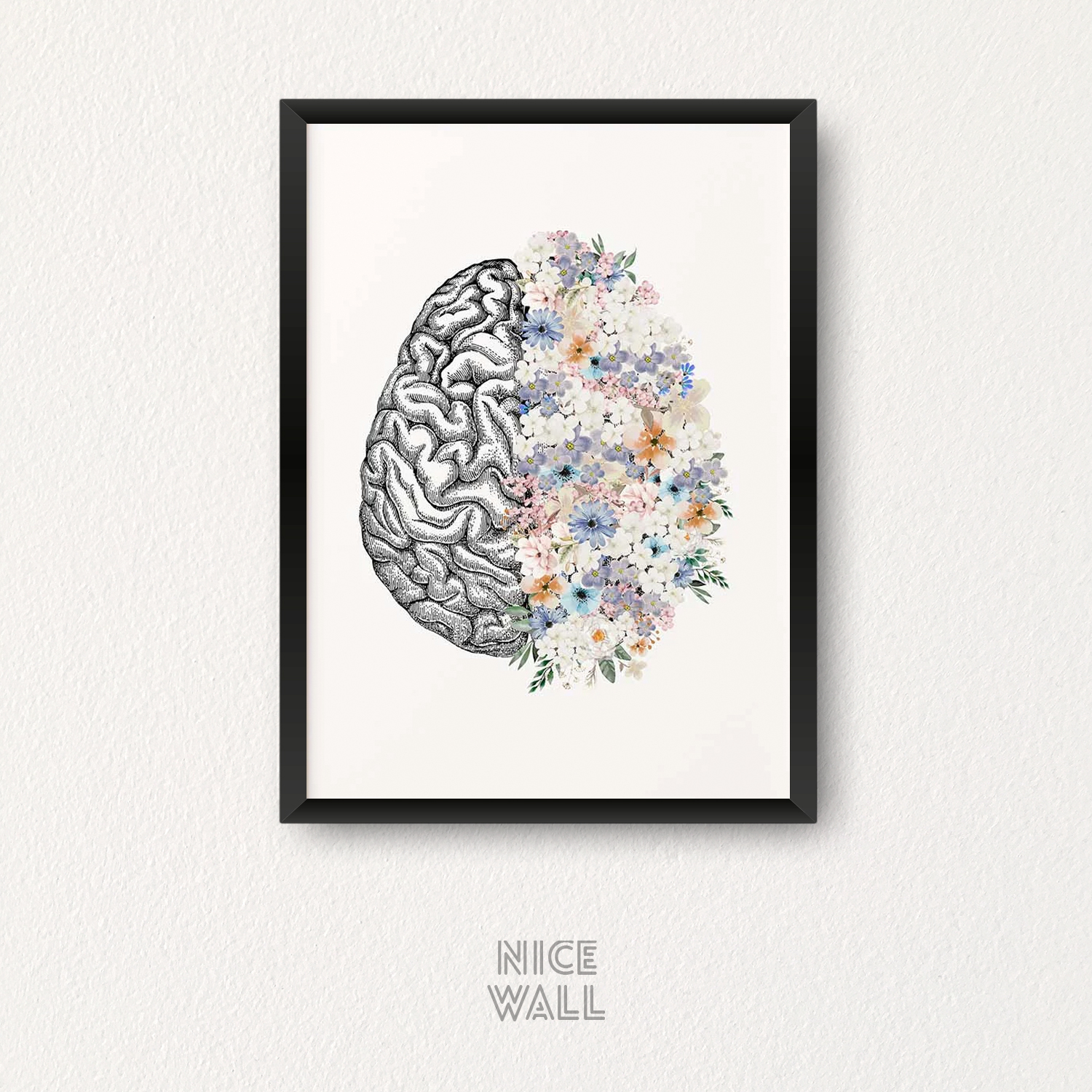 Cuadro Cerebro Floreado