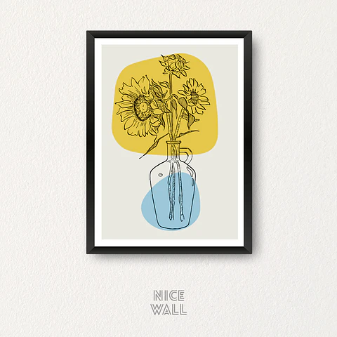 Cuadro Florero Girasoles Abstracto