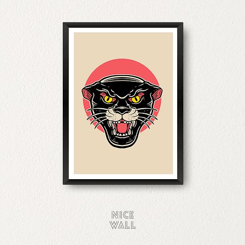 Cuadro Pantera Tattoo Vintage