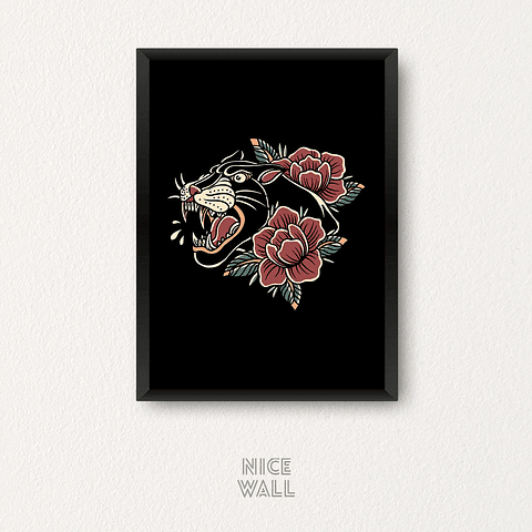 Cuadro Pantera Flores