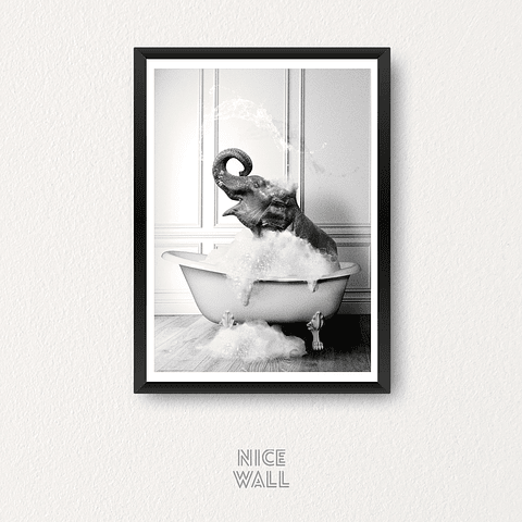 Cuadro Elefante Bañera Blanco & Negro