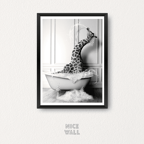 Cuadro Jirafa Bañera Blanco & Negro
