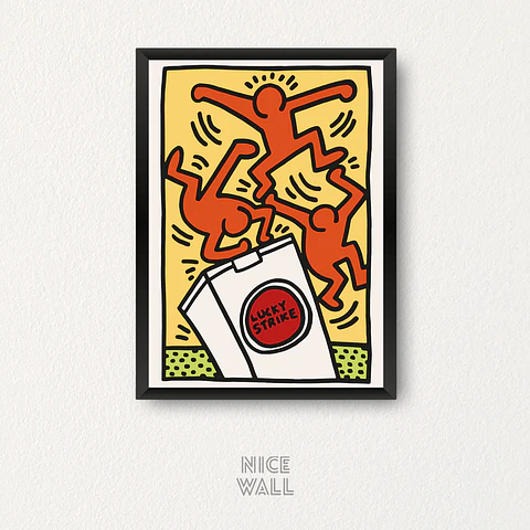 Cuadro Keith Haring Lucky Strike Naranjo