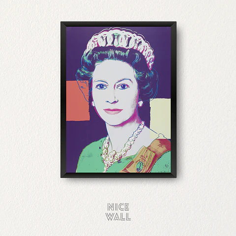 Cuadro Reina Isabel x Warhol azul