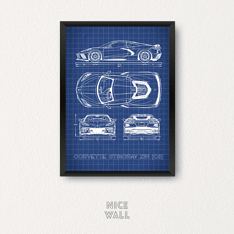 Cuadro Blueprint Corvette Stingray Z51 C8