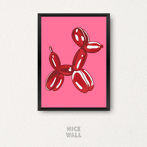 Cuadro Perro Globo Rojo
