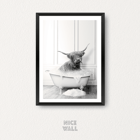 Cuadro Bufalo Bañera Blanco & Negro